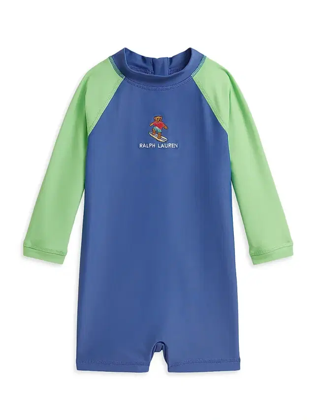 Polo Ralph Lauren Baby Boy's Polo Bear Rashguard Shortall - Bai Blue 3 Months
