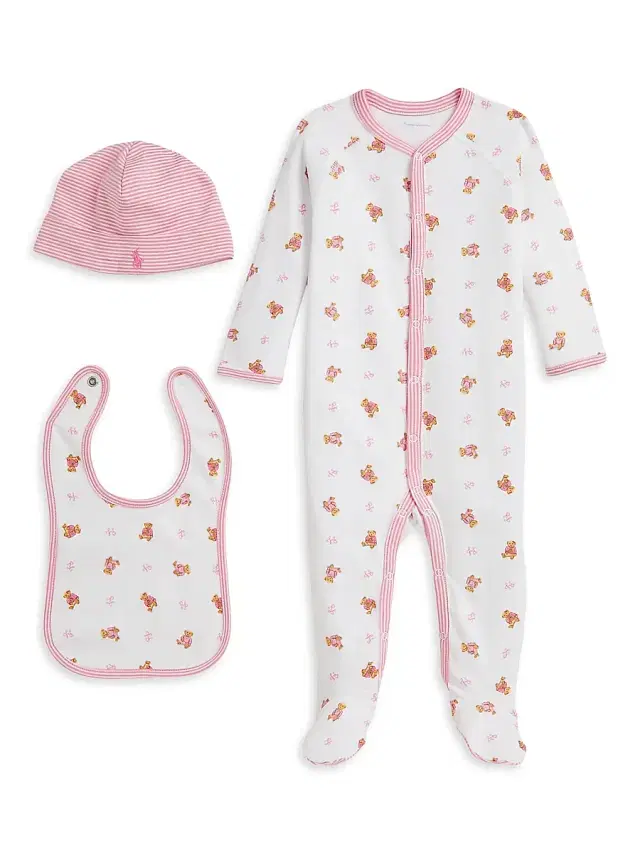 Polo Ralph Lauren Baby Girl's 3-Piece Gift Box Set - White Pink Multi