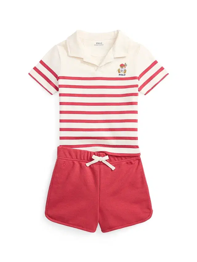Polo Ralph Lauren Little Boy's & Boy's Polo Bear Polo Shirt & Terry Shorts Set - Nantucket Red Multi