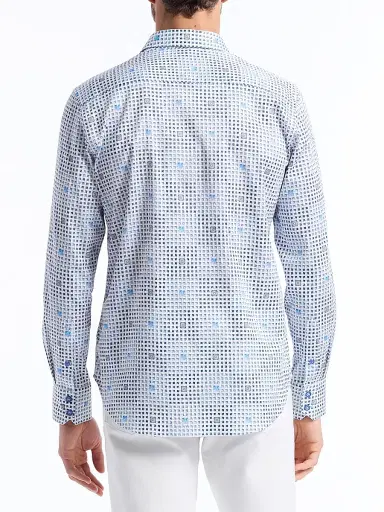 Robert Graham Men's Brentwood Geometric Stretch-Cotton Shirt - Light Blue - Size XXL | Thumbnail 4