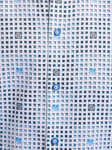 Robert Graham Men's Brentwood Geometric Stretch-Cotton Shirt - Light Blue - Size XXL | Thumbnail 7