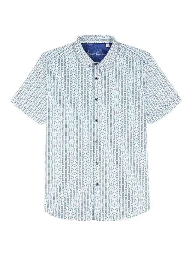 Men's Napier Printed Short-Sleeve Stretch-Cotton Shirt