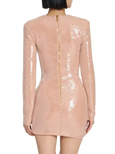 Balmain Women's Sequined Draped Minidress - Rose Pale | Thumbnail 5 Balmain Women's Sequined Draped Minidress - Rose Pale | Thumbnail 5