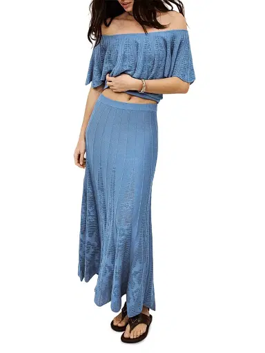 Ba&sh Women's Serta Geometric Openwork A-Line Maxi-Skirt - Orage - Size Large | Thumbnail 2
