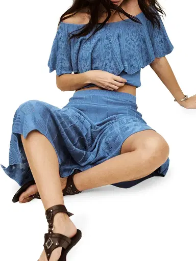 Ba&sh Women's Serta Geometric Openwork A-Line Maxi-Skirt - Orage - Size Large | Thumbnail 5
