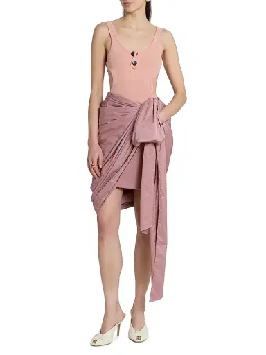 Chloé Women's Draped Wrap-Style Knee-Length Skirt - Ginger Brown | Thumbnail 2