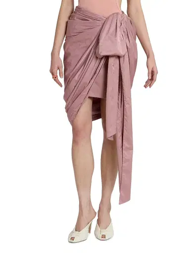 Chloé Women's Draped Wrap-Style Knee-Length Skirt - Ginger Brown | Thumbnail 3