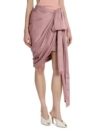 Chloé Women's Draped Wrap-Style Knee-Length Skirt - Ginger Brown | Thumbnail 4