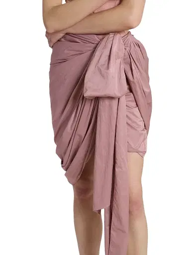 Chloé Women's Draped Wrap-Style Knee-Length Skirt - Ginger Brown | Thumbnail 6