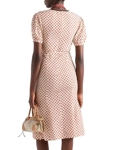 Prada Women's Polka-Dot Marocain Dress - Red Multi - Size 10 | Thumbnail 3 Prada Women's Polka-Dot Marocain Dress - Red Multi - Size 10 | Thumbnail 3