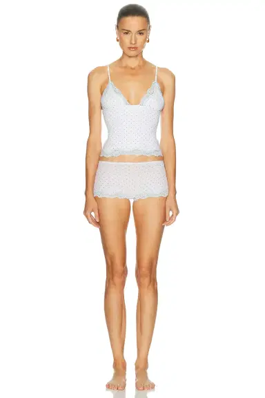 SKIMS Fits Everybody Lace Triangle Cami & Boyshort Set | Thumbnail 1 SKIMS Fits Everybody Lace Triangle Cami & Boyshort Set | Thumbnail 1