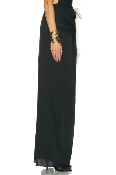 Saint Laurent Bow Tie High Slit Maxi Skirt | Thumbnail 2