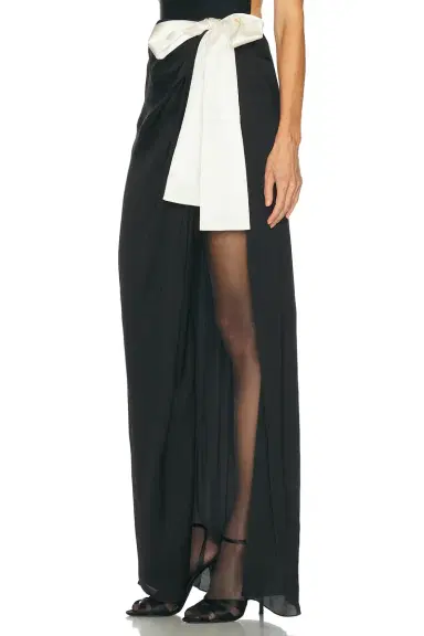 Saint Laurent Bow Tie High Slit Maxi Skirt | Thumbnail 3