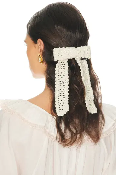 Miu Miu Crochet Filet Bow Beret Hair Clip | Thumbnail 2 Miu Miu Crochet Filet Bow Beret Hair Clip | Thumbnail 2