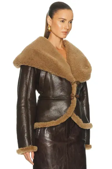 Magda Butrym Leather Shearling Hooded Jacket | Thumbnail 3 Magda Butrym Leather Shearling Hooded Jacket | Thumbnail 3