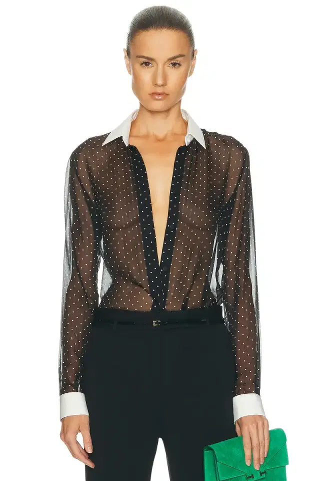 TOM FORD Polka Dot Silk Chiffon Shirt