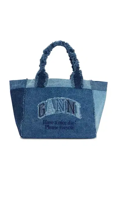 Ganni Medium Trapeze Shopper Denim Bag | Thumbnail 1