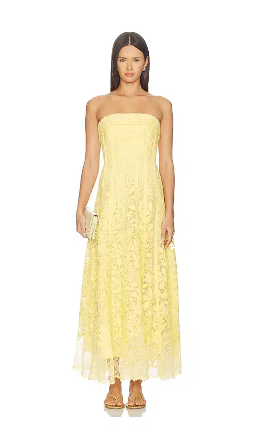 SIMKHAI Imogen Cotton Lace Bustier Midi Dress