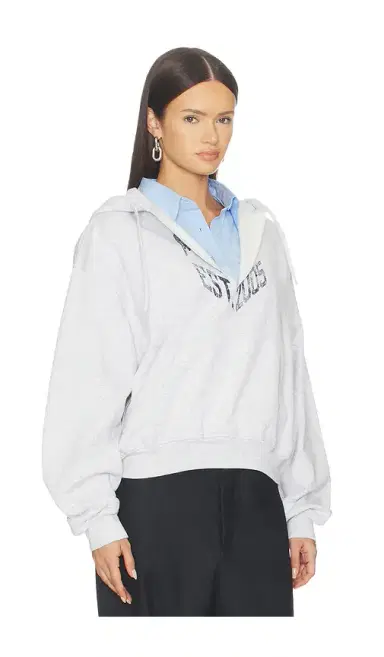Alexander Wang Prestyled Slashed Hoodie With Cropped Shirt Dickie | Thumbnail 2 Alexander Wang Prestyled Slashed Hoodie With Cropped Shirt Dickie | Thumbnail 2