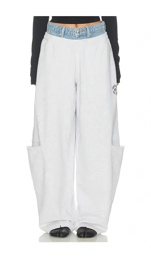 Alexander Wang Prestyled Slashed Sweatpant With Denim Waistband