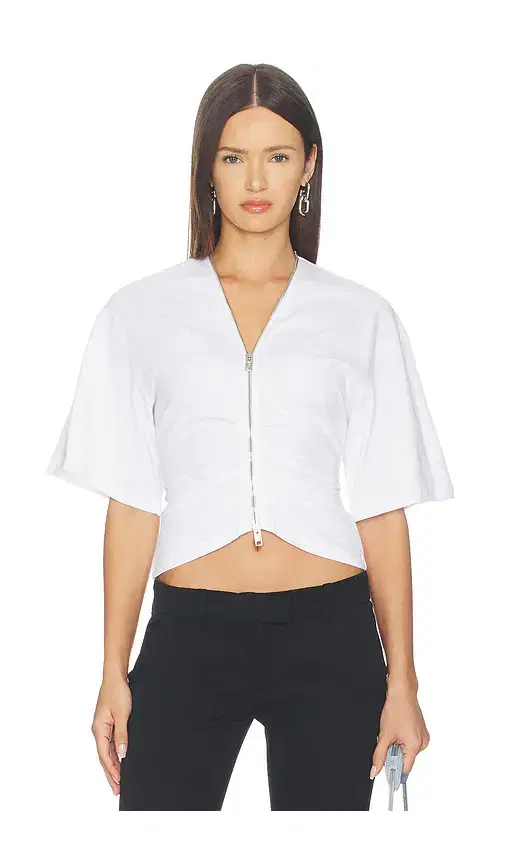 Gathered T-shirt With Continuous Loop Zipper