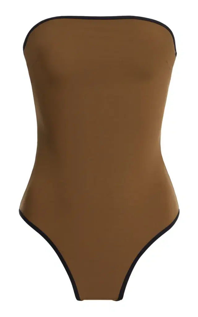 Striped Edge Strapless Swimsuit