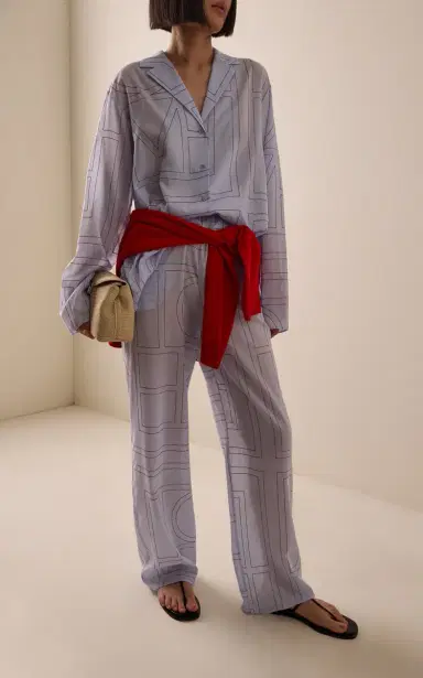 TOTEME Monogram Cotton-Blend PJ Bottoms | Thumbnail 2 TOTEME Monogram Cotton-Blend PJ Bottoms | Thumbnail 2