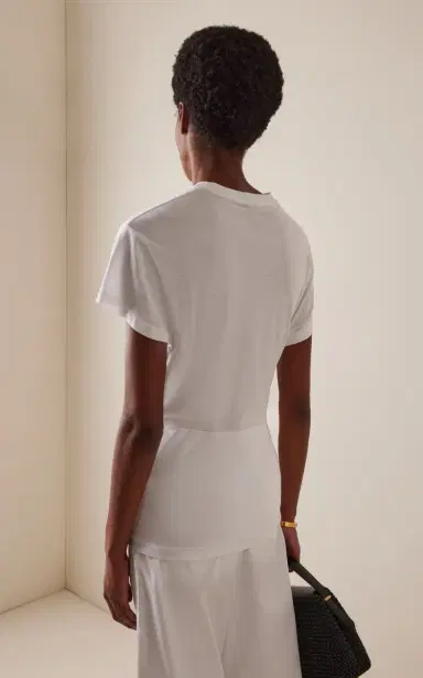 TOTEME Tie-Detailed Tencel Jersey T-Shirt | Thumbnail 4 TOTEME Tie-Detailed Tencel Jersey T-Shirt | Thumbnail 4