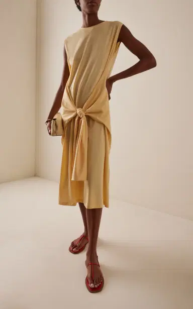 TOTEME Tie-Detailed Jersey Midi Dress | Thumbnail 2 TOTEME Tie-Detailed Jersey Midi Dress | Thumbnail 2