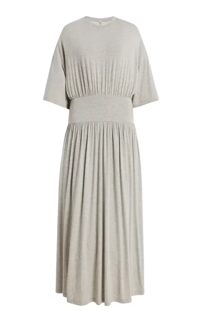 Cinched Jersey T-Shirt Maxi Dress