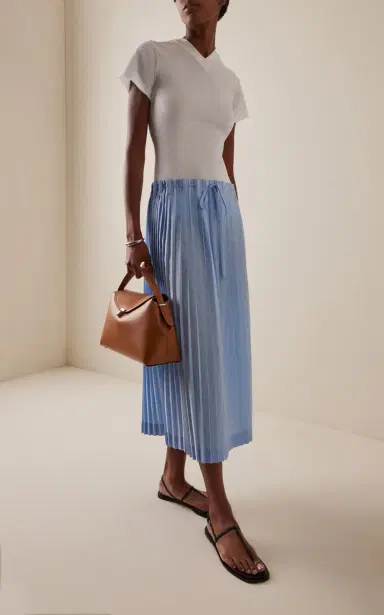 TOTEME Pleated Cotton-Blend Midi Drawstring Skirt | Thumbnail 2 TOTEME Pleated Cotton-Blend Midi Drawstring Skirt | Thumbnail 2