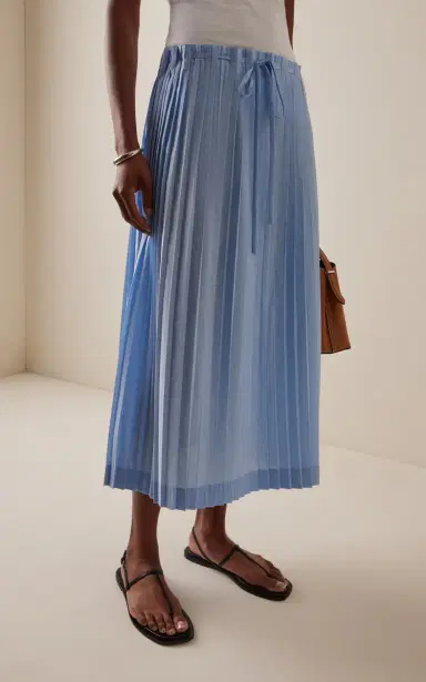 TOTEME Pleated Cotton-Blend Midi Drawstring Skirt | Thumbnail 3 TOTEME Pleated Cotton-Blend Midi Drawstring Skirt | Thumbnail 3