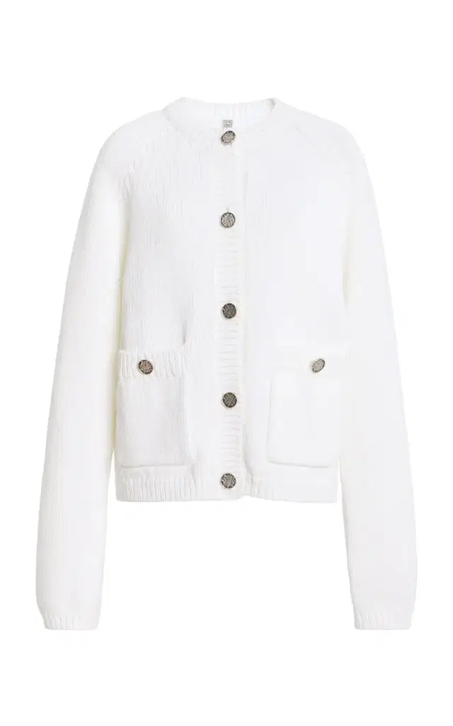 Toteme Hammered-Button Cotton Cardigan