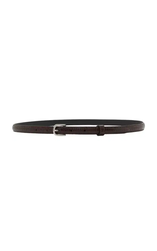 Toteme Slim Lizard-Embossed Leather Belt