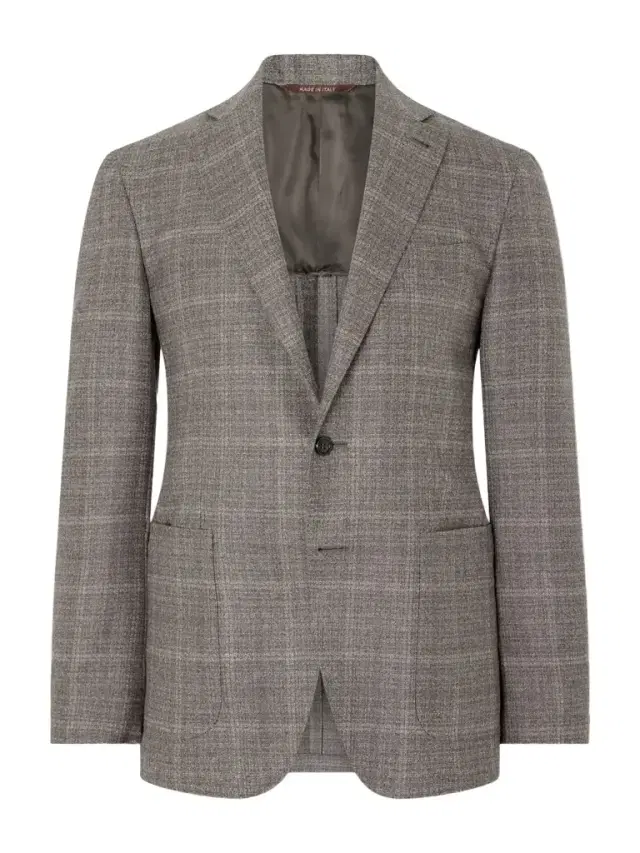 Canali Kei Prince of Wales Checked Wool Suit Jacket - Men