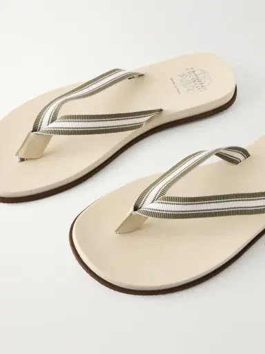 Brunello Cucinelli Striped Canvas Flip Flops - Men | Thumbnail 4 Brunello Cucinelli Striped Canvas Flip Flops - Men | Thumbnail 4