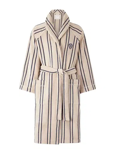 Brunello Cucinelli Logo-Appliquéd Striped Cotton-Terry Robe - Men | Thumbnail 1 Brunello Cucinelli Logo-Appliquéd Striped Cotton-Terry Robe - Men | Thumbnail 1