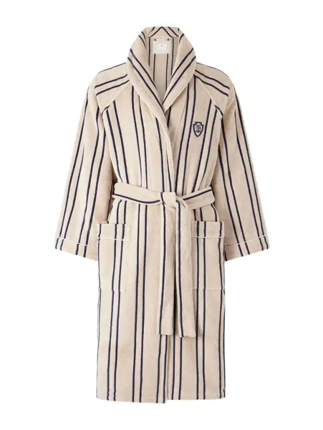 Brunello Cucinelli Logo-Appliquéd Striped Cotton-Terry Robe - Men