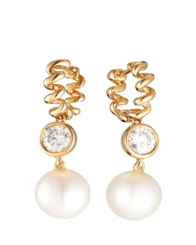 Boochier 18K Pearl and Diamond Beaching Earrings | Thumbnail 1 Boochier 18K Pearl and Diamond Beaching Earrings | Thumbnail 1