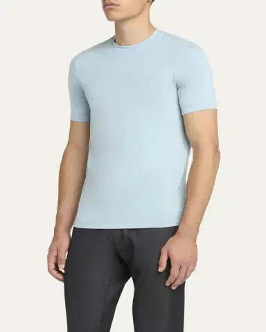 Giorgio Armani Men's Solid Short-Sleeve T-Shirt | Thumbnail 4