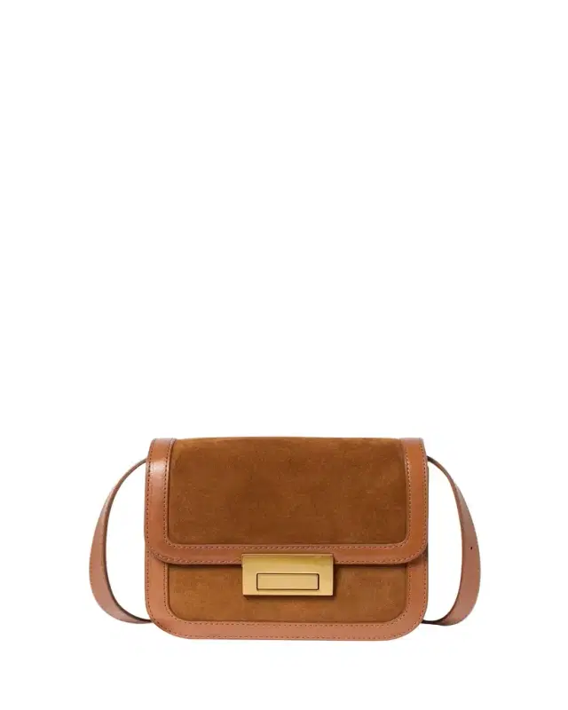 Desi Flap Suede and Leather Crossbody Bag