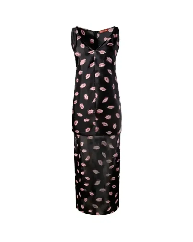 Katrin Lip-Print Silk Maxi Dress