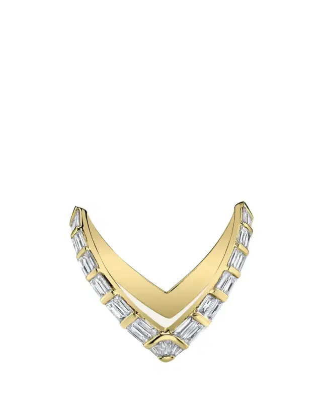 18K Yellow Gold Baguette Diamond V Ring