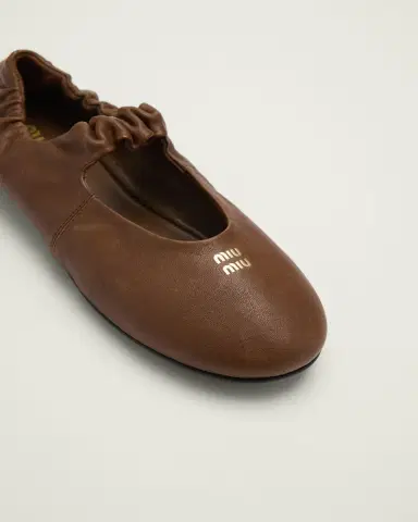 Miu Miu Ruched Leather Ballerina Flats | Thumbnail 3 Miu Miu Ruched Leather Ballerina Flats | Thumbnail 3