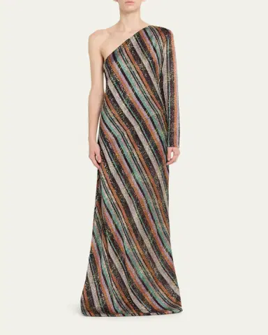 Missoni Sequined Long One-Shoulder Dress | Thumbnail 2 Missoni Sequined Long One-Shoulder Dress | Thumbnail 2