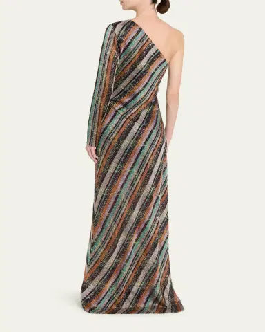 Missoni Sequined Long One-Shoulder Dress | Thumbnail 3 Missoni Sequined Long One-Shoulder Dress | Thumbnail 3