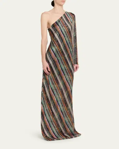 Missoni Sequined Long One-Shoulder Dress | Thumbnail 4 Missoni Sequined Long One-Shoulder Dress | Thumbnail 4