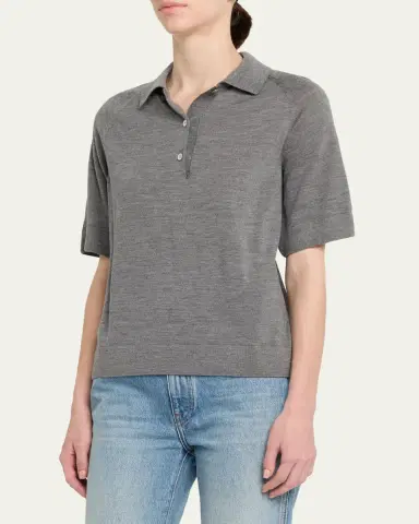 Nackiyé Cashmere-Silk Polo Knit Top | Thumbnail 4