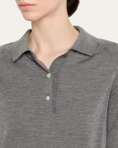 Nackiyé Cashmere-Silk Polo Knit Top | Thumbnail 5