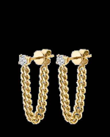 Anita Ko 18K Yellow Gold Round Diamond Cuban Link Loop Earrings | Thumbnail 2 Anita Ko 18K Yellow Gold Round Diamond Cuban Link Loop Earrings | Thumbnail 2